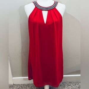 IN San Francisco Sleeveless Mini Dress Red‎ Embellished Cocktail Party Small